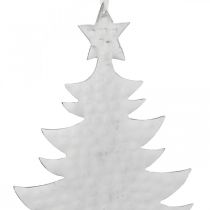 Zawieszka jodła, dekoracja adwentowa, metalowa ozdoba na Boże Narodzenie, srebrna 20,5×15,5cm