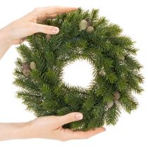 Produkt Sztuczny wianek z gałązek jodłowych z szyszkami na drzwi lub stół, 30cm