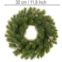Produkt Sztuczny wianek z gałązek jodłowych z szyszkami na drzwi lub stół, 30cm