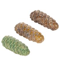 Produkt Ceramiczna ozdoba w kształcie szyszki, dekoracja stołu, jesień, 14 cm, 3 sztuki