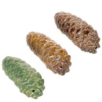 Produkt Ceramiczna ozdoba w kształcie szyszki, dekoracja stołu, jesień, 14 cm, 3 sztuki