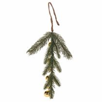 Produkt Sztuczna gałązka jodły z mini bombkami choinkowymi w kolorze złotym, 46 cm, 2 sztuki