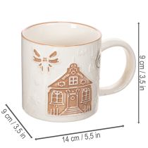 Produkt Kubek ceramiczny z motywem domu i wzorem wypukłym, 9 cm