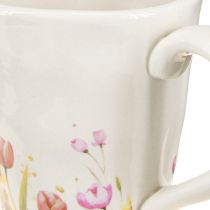 Produkt Ceramiczna doniczka z motywem kwiatowym do nostalgicznej, wiosennej dekoracji dla miłośników roślin, 10,5 cm