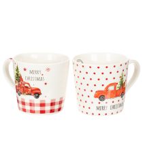 Produkt Kubek świąteczny z samochodem i choinką, kubki ceramiczne, 10cm, 2 szt.