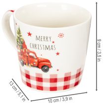 Produkt Kubek świąteczny z samochodem i choinką, kubki ceramiczne, 10cm, 2 sztuki