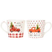 Produkt Kubek świąteczny z samochodem i choinką, kubki ceramiczne, 10cm, 2 sztuki