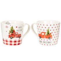 Produkt Kubek świąteczny z samochodem i choinką, kubki ceramiczne, 10cm, 2 sztuki