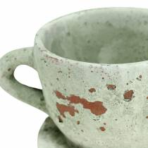 Produkt Kubek doniczkowy ze spodkiem, vintage szary, naturalny odcień Ø8cm W6,5cm 4 szt