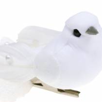 Gołąbek z koralikami i klipsem Biały H4,5cm 12szt.