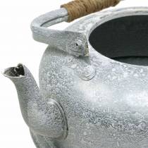 Planter Teapot Zinc Grey, White Washed Ø26cm H15cm