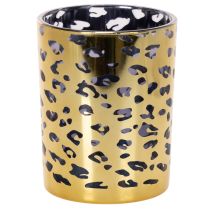 Produkt Szklany świecznik typu tealight z nadrukiem w panterkę do dekoracji stołu, 12 cm