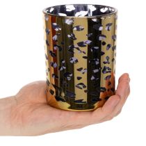 Produkt Szklany świecznik typu tealight z nadrukiem w panterkę do dekoracji stołu, 12 cm