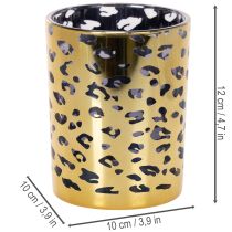 Produkt Szklany świecznik typu tealight z nadrukiem w panterkę do dekoracji stołu, 12 cm