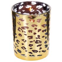 Produkt Szklany świecznik typu tealight z nadrukiem w panterkę do dekoracji stołu, 12 cm