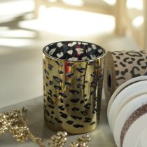 Produkt Szklany świecznik typu tealight z nadrukiem w panterkę do dekoracji stołu, 12 cm