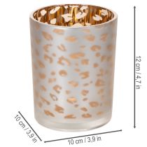 Produkt Szklany świecznik typu tealight z nadrukiem w panterkę, 12 cm