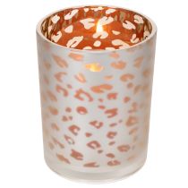 Produkt Szklany świecznik typu tealight z nadrukiem w panterkę, 12 cm