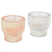 Produkt Szklany świecznik na tealighty przyciemniane szkło Ø5,5cm W5cm 2szt