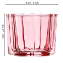 Produkt Podgrzewacz do herbaty kwiatek szkło tealight różowy Ø7,5cm wys.6cm 6szt.