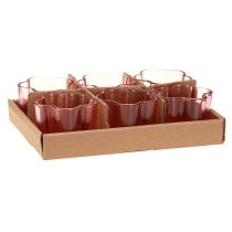 Produkt Podgrzewacz do herbaty kwiatek szkło tealight różowy Ø7,5cm wys.6cm 6szt.