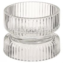 Produkt Świecznik na podgrzewacze żebrowane szkło dekoracyjne przezroczyste Ø9cm W7cm 4 szt