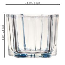 Produkt Podgrzewacz szklany kwiat tealight szkło niebieskie Ø7,5cm wys.6cm 6szt