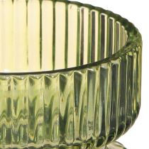 Produkt Świecznik na tealighty szklany dekoracyjny prążkowany zielony Ø9cm W7cm 4 szt