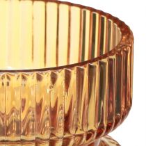 Produkt Świecznik na tealighty szklany prążkowany dekoracyjny pomarańczowy Ø9cm W7cm 4 szt