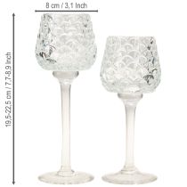 Produkt Szklany świecznik w kształcie stożka z podstawą wys. 19,5/22,5 cm, zestaw 2 szt.