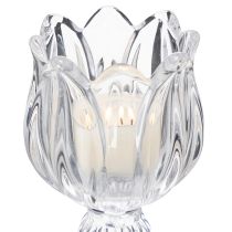 Produkt Szklane świeczniki z motywem kwiatowym do eleganckiej dekoracji stołu, 14 cm, 2 szt.