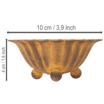 Produkt Stary świecznik na podgrzewacze, mała misa, metal w kolorze rdzy, Ø10cm, wys. 4,5cm