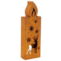 Produkt Świecznik na podgrzewacze, metalowy świecznik z rdzą, jeleń, 45x14cm