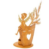 Produkt Świecznik na podgrzewacze, dekoracja anioła, rdzawa, Ø8cm, wys. 18cm