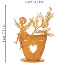 Produkt Świecznik na podgrzewacze, dekoracja anioła, rdzawa, Ø8cm, wys. 18cm
