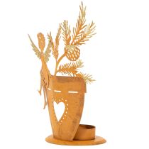 Produkt Świecznik na podgrzewacze, dekoracja anioła, rdzawa, Ø8cm, wys. 18cm