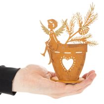 Produkt Świecznik na podgrzewacze, dekoracja anioła, rdzawa, Ø8cm, wys. 18cm