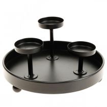 Świecznik na tealight hurricane szkło metal czarny Ø19cm W18cm