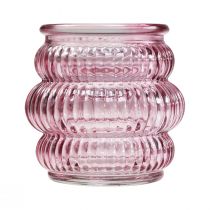 Produkt Świecznik na tealighty szklana dekoracja fioletowo-różowa Ø7,5cm W7,5cm 2szt
