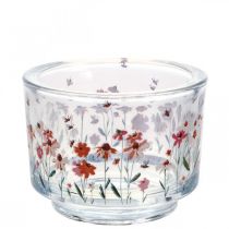 Świecznik na tealight szklany lampion letnie pszczoły łąkowe Ø9cm