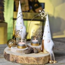 Produkt Skrzat Figurka dekoracyjna świąteczna biała, złota Ø6,5cm H22cm 2szt.