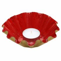 Produkt Dekoracyjna miska do pieczenia emaliowana w kolorze czerwonym, złotym Ø12,5cm W4cm