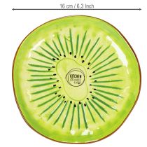 Produkt Okrągłe talerze ceramiczne z motywem kiwi, odpowiednie na stół jadalny lub do kuchni, 16 cm, 2 sztuki