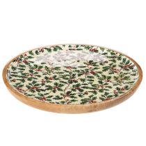Produkt Talerz dekoracyjny świąteczny z motywem ostrokrzewu, 25 cm