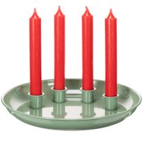 Produkt Talerz na świece wianek adwentowy zielony z czterema świecznikami 24cm