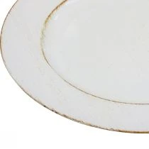 Produkt Talerz dekoracyjny okrągły plastikowy retro biały brązowy połysk Ø30cm