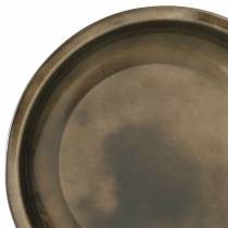 Talerz dekoracyjny wykonany z brązu metalowego z efektem glazury Ø23,5cm