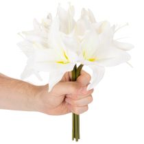 Produkt Sztuczne białe kwiaty lilii tygrysiej do wazonów i kompozycji, bukiet 29 cm, 6 sztuk