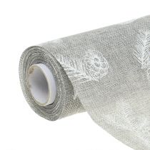 Wstążka na stół z motywem jodły szara 20cm 5m