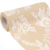 Produkt Wstążka z kwiatami Bieżnik bawełniany beżowy 15cm 3m